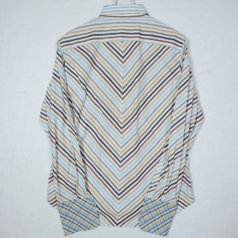 Robert Graham Shirt Mens XL Multicolor Striped Button Up L/S French Cuffed Dress - Picture 2 of 8